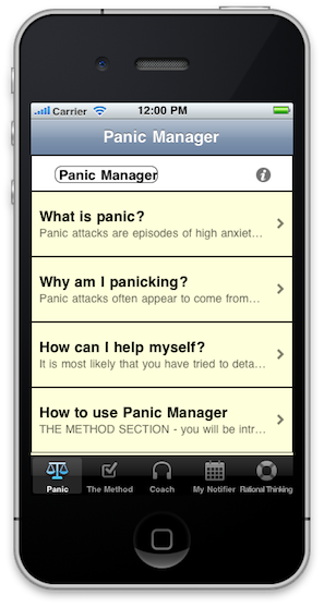 Panic Manager - iPhone Therapy App